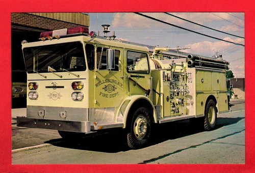 Fire truck postcard - truck,